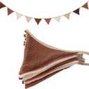 Pennant Banners Bunting Flags Beige and Coffee, Garland Triangle Banners Fabric for Boho Baby Shower Wedding Party Decorations Nursery Playroom Decor(Beige Coffee) (1PCS)