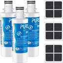 PUREPLUS ADQ747935 Replacement for LG LT1000P LT1000 Kenmore Elite 9980 LT1000PC, MDJ64844601 ADQ74793501, LMXS28626S, LFXS26973S, LT120F Refrigerator Water and Air Filter,3Pack, Model: RWF4700AC