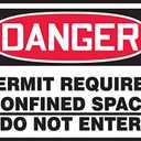 AccuformNMC "Danger Permit Required: Confined Space Do Not Enter", 5 Adhesive Vinyl Safety Labels, 3.5" x 5", LCSP264VSP, American Made Safety Tags, Signs, and Labels