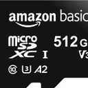 Amazon Basics Micro SDXC Memory Card with Full Size Adapter, A2, U3, Read Speed up to 100 MB/s, 512 GB, Black