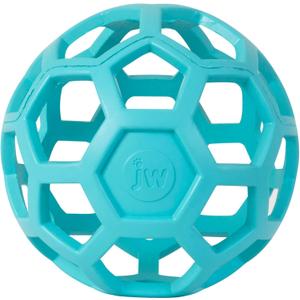 JW Pet HOL-ee Roller, Dog Toy Puzzle Ball, Natural Rubber, Large (5.5 Inch Diameter), Blue