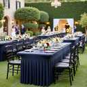 4 Pack Navy Blue Spandex Table Clothes for 6 Foot Rectangle Tables, Wrinkle Free Fitted Table Cloth 6ft Stretch Tablecloths with Skirt Cover for Parties Weddings Birthday Banquet Baby Shower
