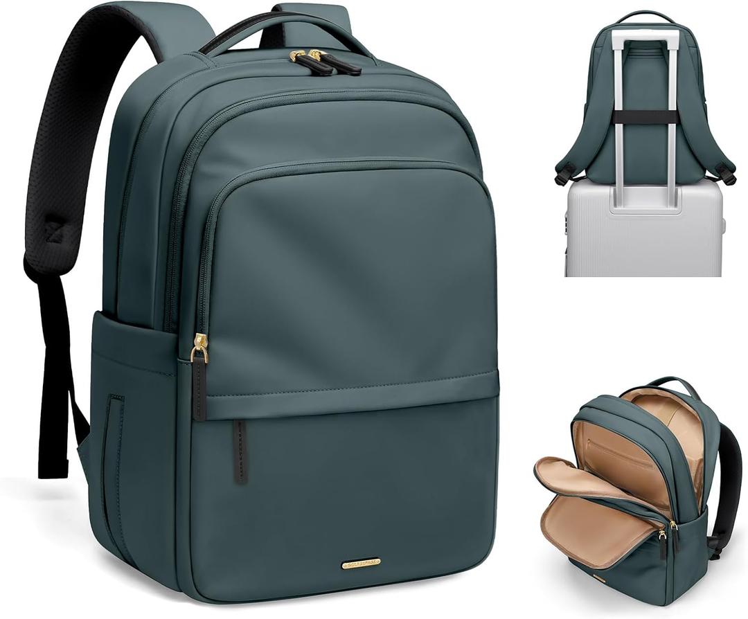 GOLF SUPAGS Multifunctional Laptop Backpack for Work Travel Leisure Water-Resistant Multiple Compartments Business Backpack for Women Fits 15.6 Inch Notebook (Atrovirens)