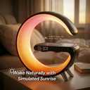 Smart LED Table Lamp for Bedroom with Wireless Charging Bluetooth Speaker, App Controlled Night Light for Kids, Christmas Birthday Gifts for Teens Adults Desk Office Bedroom Decor (Black