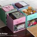 Sorbus 13 Inch Storage Bins with Clear Window - 6 Foldable Baskets for Organizing Clothes, Toys, Books - Sturdy Collapsible Fabric Storage Cubes with Handle - Storage Baskets for Shelves, Closets (Pastel Multi-Color 2 with Window)