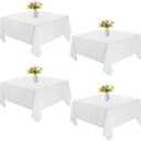 4 x 4 Pack Square Table Cloth 52x52 Inch White Tablecloth Machine Washable Fabric Polyester Table Cover for Dining, Buffet Parties, Picnic, Events, Weddings and Restaurants White