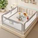 Updated King Size Bed Rail for Toddlers: Extral Tall Adjustable Child Safety Side Railing Guards for Infants Kids Child(78.7x78.7X 74.8)
