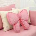 SmoothNovelty Pink Bow Pillow 12'' Coquettish Bow Shaped Decorative Pillows Soft Corduroy Pink Cushion for Girls Women Room Bed Sofa Couch Aesthetic Home Decor Gift