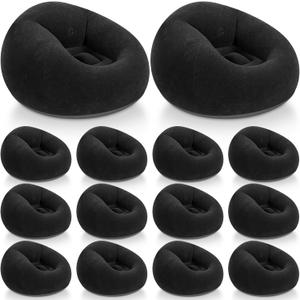 Realspring Inflatable Bean Bag Chairs Outdoor Blow up Camping Chairs Inflatable Lazy Sofa Folding Portable Bean Bag Loungers Couch for Movie Night(Black,12 Pcs), 38.5 X 21.6 X 11 Inches