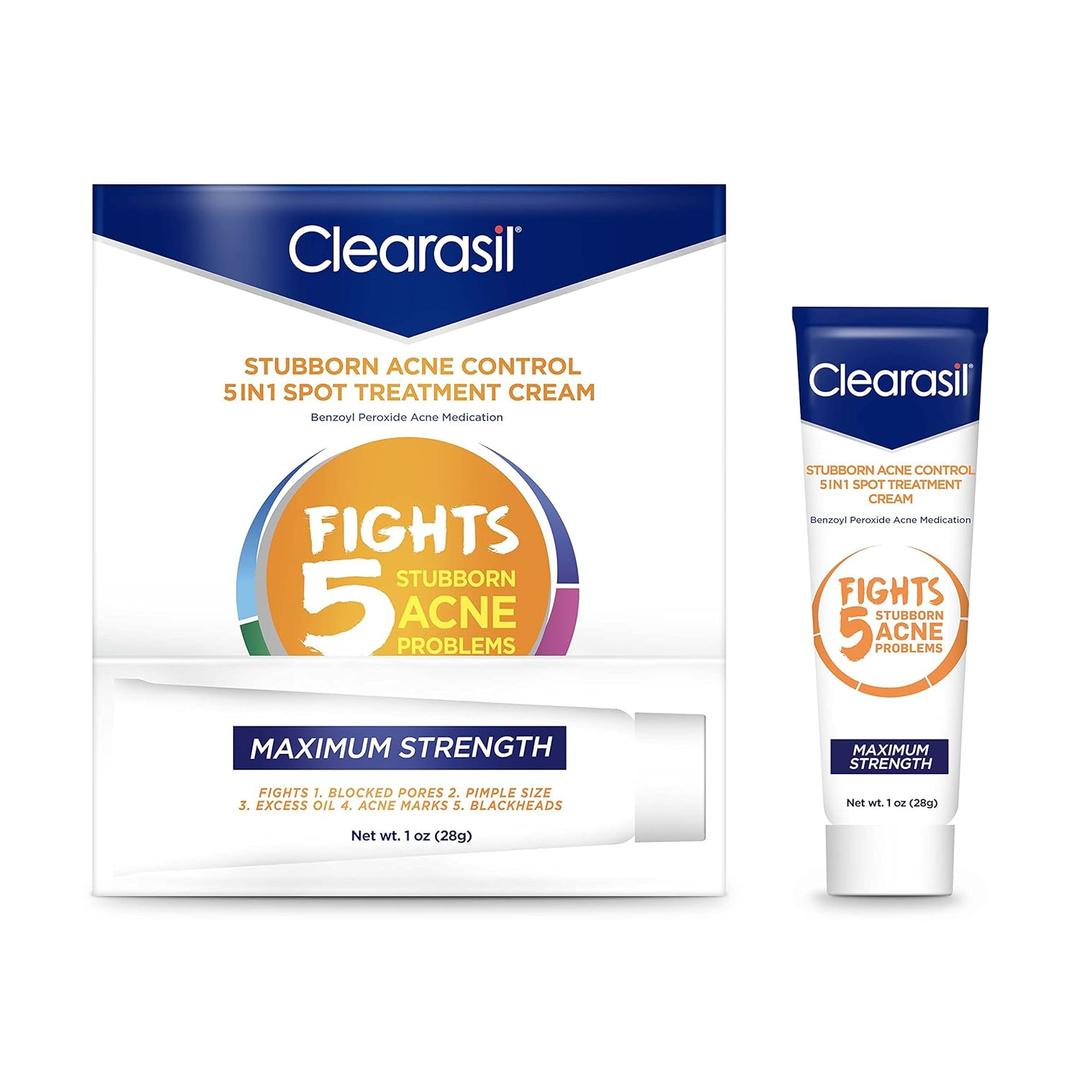 Clearasil Stubborn Acne Control 5in1 Spot Treatment Cream, 1 oz (1 Ounce (Pack of 1))
