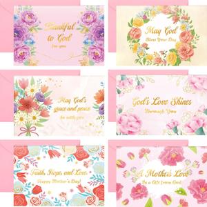 2 x Eaasty 48 Pack Pink Mother's Day Religious Gold Foil Cards with Envelopes and Stickers 6 Elegant Designs for Party Supplies