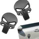 2 PCS Car Decal, 3D Metal Skull Sticker Car Accessories, Waterproof Scratch-Resistant Exterior Body Decoration, Universal for Most Cars, Trucks, SUVs (Black)