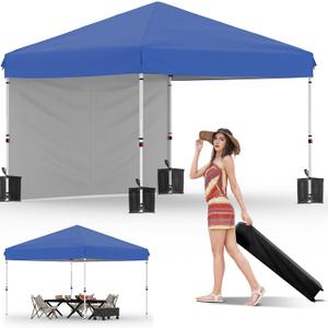 Garvee 10x10 Pop Up Canopy Tent, Heavy Duty Commercial Instant Shelter with One-Person Setup, UPF 50+ Waterproof, 100 Sq Ft Shade for Outdoor Events, Camping, Farmers Market (Blue)