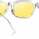 VISOONE Blue Light Blocking Glasses Square with Anti Computer Glare for Gaming Women and Men MONTANA (Large, Night Vision-clear)