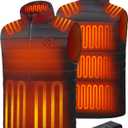 Men Heated Vest with Battery Pack Included, Fleece Electric Heating Vests 15-Zone Warming for Winter (Medium, Black 02)