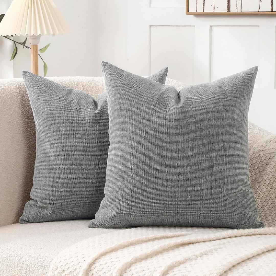 Jepeak 26x26 Inch Chenille Throw Pillow Covers Set of 2 Soft Decorative Farmhouse Euro Shams Cover Square Cozy Concise Cushion Cases for Sofa Couch Bed Home Decor, Grey (26" x 26" (Pack of 2), Gray)