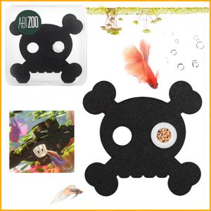2 x Abizoo Halloween Aquarium Floating Plant Barrier, Fish Tank Feeding Ring Black Skull Shape Betta Fish Feeding Ring for Aquarium Decoration Keeps Tank Clean