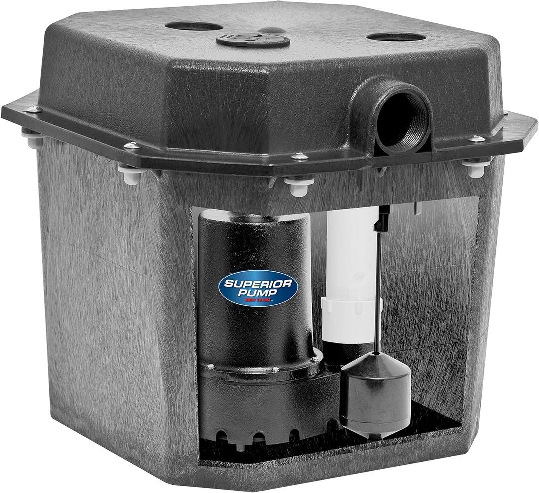 Superior Pump 92017 Superior 3/10 HP Compact Remote Sink/Drain Pump System , Black