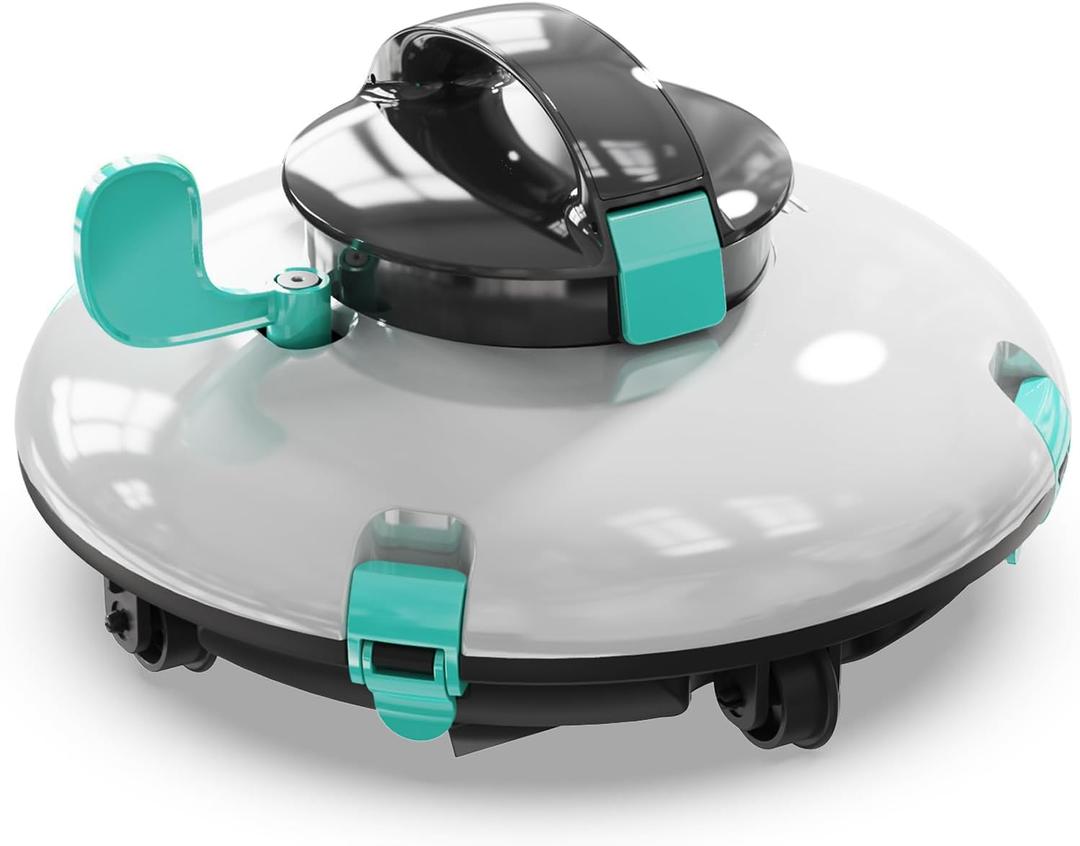 Cordless Robotic Pool Cleaner, Automatic Above Ground Pool Vacuum with 70 Mins Runtime, 15KPa Powerful Suction, Self-Parking, Lightweight, Ideal for Above-Ground Flat Pools up to 38 Feet, Green