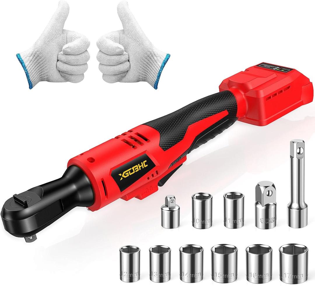 3/8 Inch Cordless Ratchet Wrench for Milwaukee M18 18V Battery - 42Ft-Lbs Brushless Motor Electric Ratchet Set with 0-220RPM Variable Speed,8 Sockets,1/4" and 1/2" Adapters,3" Extension Bar(Tool Only)