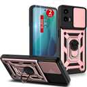 for Moto G-5g-2024 Case: with 2PC Screen Protector,Sliding Camera Cover and Kickstand for Phone Cover Moto G 2024 case,Rose Gold