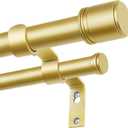 Double Curtain Rod 66 to 120 Inch, HOTOZON 1 Inch Heavy Duty Double Curtain Rods for Windows 54 to 116 Inches(4.5-9.6 ft), Telescoping Drapery Rod with Simple End Finials, Gold