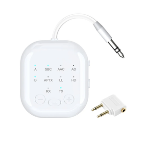 Daakro 2-in-1 Airplane Bluetooth Adapter for TV PC MP3 Gym, Supports 2 AirPods/Headphones, Bluetooth Receiver for Car/Home Stereo, AptX Low Latency/HD