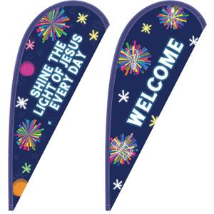 Breling 2 Pcs 5.4 ft 2026 Vbs Feather Flying Flag for Outdoor Welcome Church Banner Illumination Theme Decoration Inspirational Christian Hanging Sign for Easter Worship Religious Event