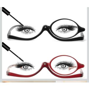 JM 2 Pairs Makeup Reading Glasses Magnifying Flip Down Cosmetic Readers for Women with Spring Hinge +2.5