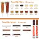 REALINN Wood Furniture Repair Kit- Set of 28 - Touch Up Markers, Fillers with Wood Putty - Repair Scratch, Cracks, Hole, Discoloration for Wooden Door, Floor, Table, Cabinet