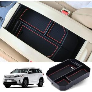 JSCARLIFE Car Center Console Armrest Box Glove Box Organizer Tray Secondary Storage Compatible for 2015-2017 Toyota Highlander