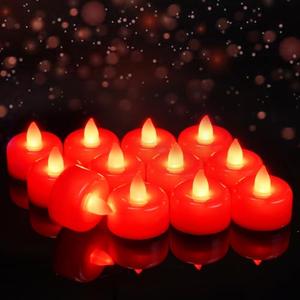 Raycare Red Battery Operated Tea Lights, 24 Pack Long Lasting Fake Candles, Flameless LED Tea Light, Colored Tealights Candles for Votive, Wedding, Table Centerpiece, Aniversary, Halloween, Christmas