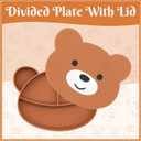 Silicone Baby Feeding Set 7 Pcs, Baby Led Weaning Supplies, Baby Feeding Supplies Set BPA Free, Baby Essentials for Newborn Gift Bear