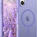 SUPFINE Magnetic for iPhone 16 Case (Compatible with MagSafe) (10 FT Military Grade Drop Protection) Slim Translucent Matte Shockproof with Anti-Fingerprint Phone Case, Purple