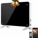 Convection Heater Wifi Control, Indoor Space Heater, 1500W Electric Heating with Remote Control, Digital Display, Fast Heating, 24H Timers for Living Room, Bedroom, Office (White) (White and Black)