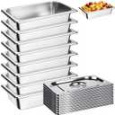 8Pack Steam Table Pan Stainless Steel Hotel Pan 1/4 Commercial Food Pans, 2.55" Deep Hotel Pans with Lids Anti-Jam Stackable Steam Pans Dishwasher & Oven Safe, for Catering Buffet Commercial Use