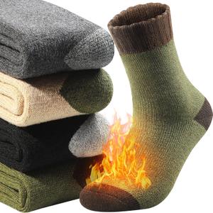 Yeblues 4 Pairs Merino Wool Socks - Warm, Soft Thermal Socks for Men - Great for Hiking and Winter (6-11, Multicolor)