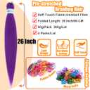 Dark Purple Braiding Hair Pre-stretched Yaik Straight 4 Packs/Lot Colored Synthetic Hair Extensions Crochet Braids for Black Women 90g/Pack 26 Inch