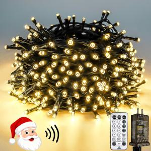 Voice Controlled Christmas Lights with Remote, 99 FT 300 LED String Lights Indoor Outdoor with 12 Modes 3 Timers, Dimmable Twinkle Light Plug in Waterproof for Xmas Tree Party Decorations, Warm White