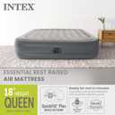 Intex 64125ED Dura-Beam Plus Essential Rest Air Mattress: Fiber-Tech – Queen Size – Built-in Electric Pump – 18in Bed Height – 600lb Weight Capacity