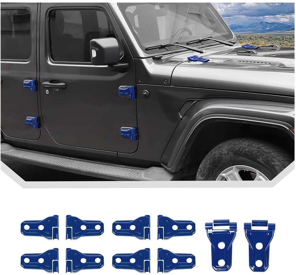 JeCar 10PCS Blue Full Set Door Hinge Cover Trim Kit for 2018-2024 Up Jeep Wrangler JL JLU Gladiator JT