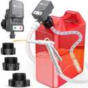 Portable Fuel Transfer Pump - Nozzle for Quick Flow Control, Battery Powered, 3.2 GPM, No Spill, 3 Tank Adapters for Gas/Diesel/Kerosene/Water (Gray)