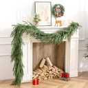 2Pcs 9Ft Real Touch Norfolk Pine Garland-Realistic Christmas Garlands for Mantle- Lush Dripping Artificial Greenary Decoration-Winter Indoor Outdoor Decor