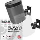 Sound Bass Play 1 Wall Mount, Black, Pair, Compatible with Sonos Play:1 Only, Twin Pack, Adjustable Swivel & Tilt Mechanism, 2 Mounting Brackets Includes All Fixings