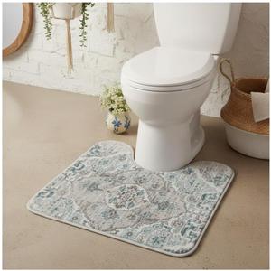 Toilet Rug U-Shaped - Super Absorbent & Non-Slip Bathroom Rug, Soft Plush Toilet Surround Mat, Machine Washable, Fits Standard Toilet Base 16x20 Inch, Boho Style