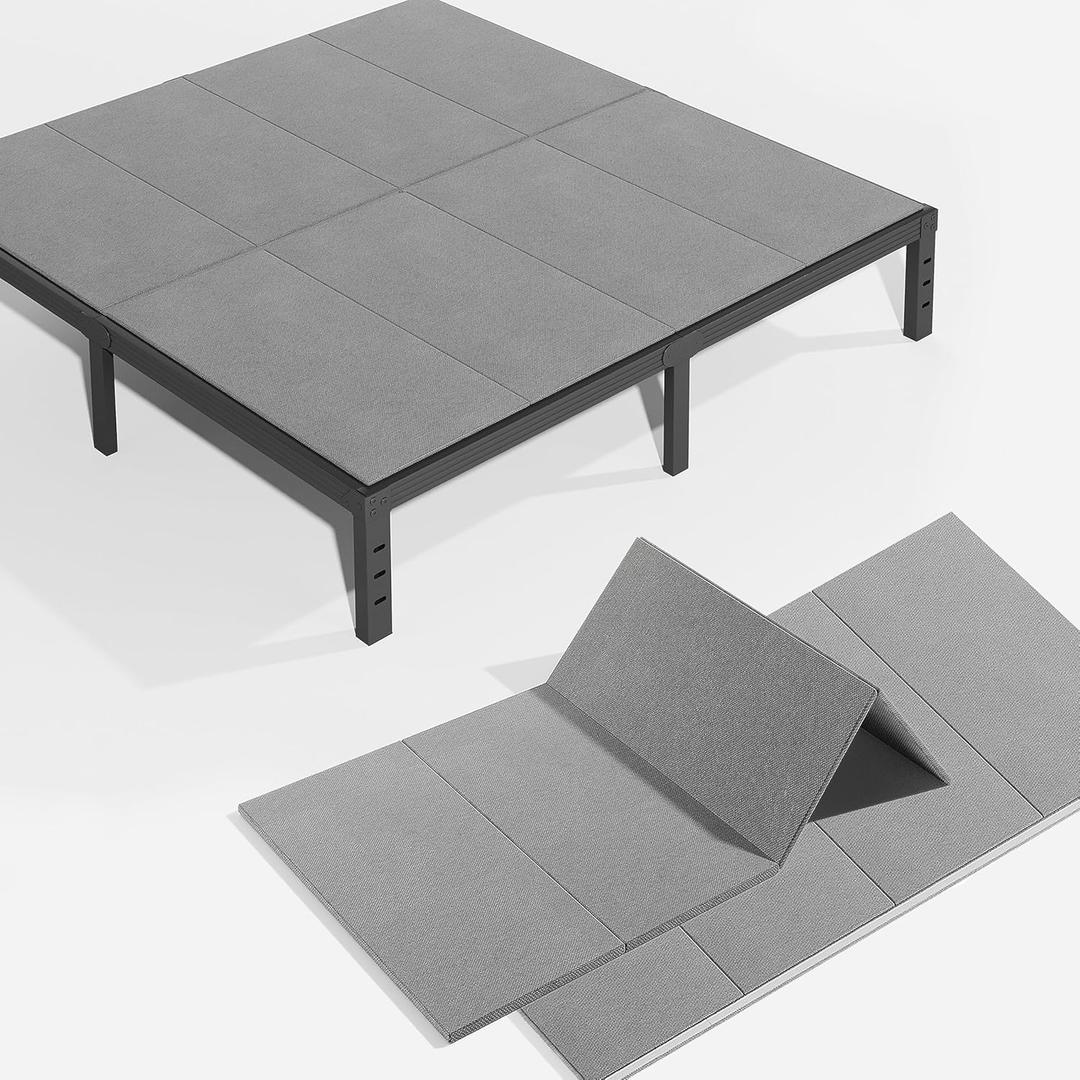 HUEIIS Bunkie Board Queen Size(56 * 78") 10MM, Heavy Duty Bed Support Board Under Mattress, Foldable Spring Box, Low Profile Bed Base, Noise Minimizing, Breathable, Anti-Sag, Easy Assembly
