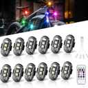 12Pcs Wireless LED Strobe Lights, 8 Colors 10 Flash Modes USB Charging, High Brightness Waterproof Anti-Collision Led Flashing Emergency Warning Light for Car Drone