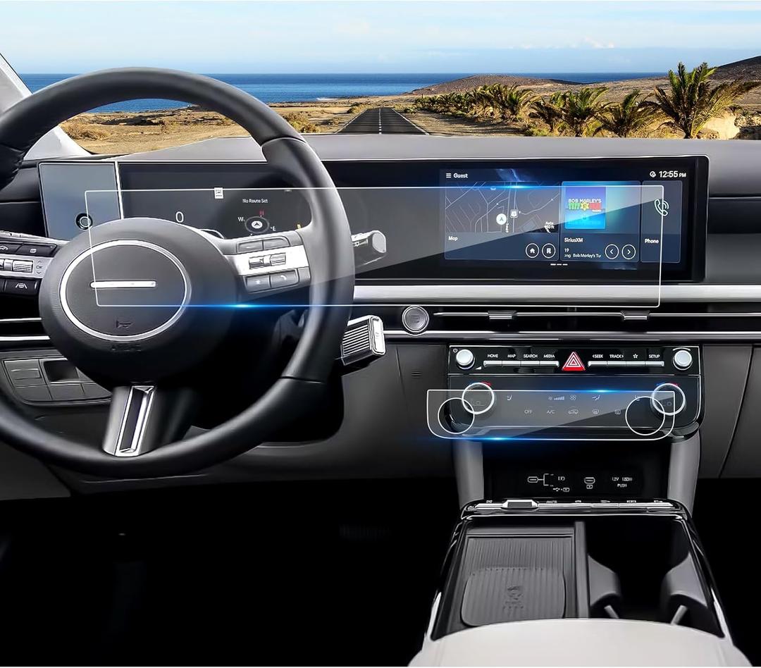 2025 2026 Tucson Screen Protector for Hyundai Tucson (Dual 12.3Inch&Air Conditioner)(SEL/SEL Convenience/XRT/Limited/Blue/N Line),9H Tempered Glass 2025 Tucson Hybrid Accessories HD Transparent