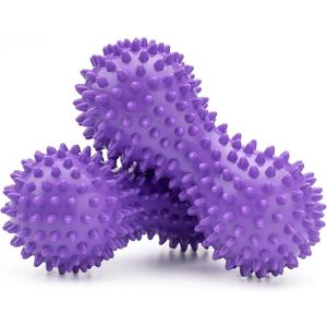Peanut Shape PVC Hard Spiky Massage Ball Trigger Point Deep Tissue Massaging Hand Foot Massager Roller Ball Tension Muscle Relax - 2 Pack, Purple (Purple)