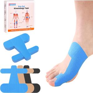 Precut Kinesiology Tape for Bunion, 40 Pcs, Bunion Corrector & Relief, Big Toe Support and Pain Relief, Breathable Hypoallergenic Latex-Free Tape (Blue)